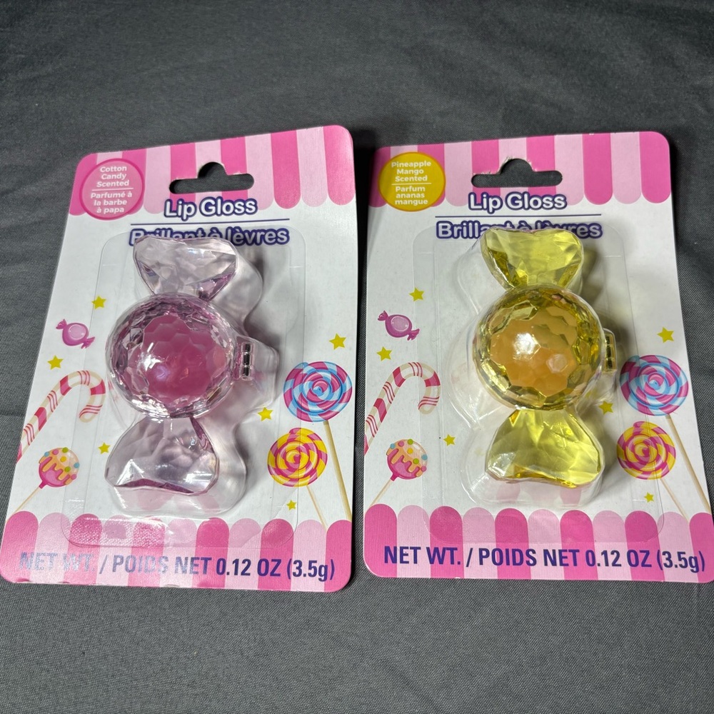 2 pc New Candy-Shaped Lip Gloss Duo — Pink & Yellow